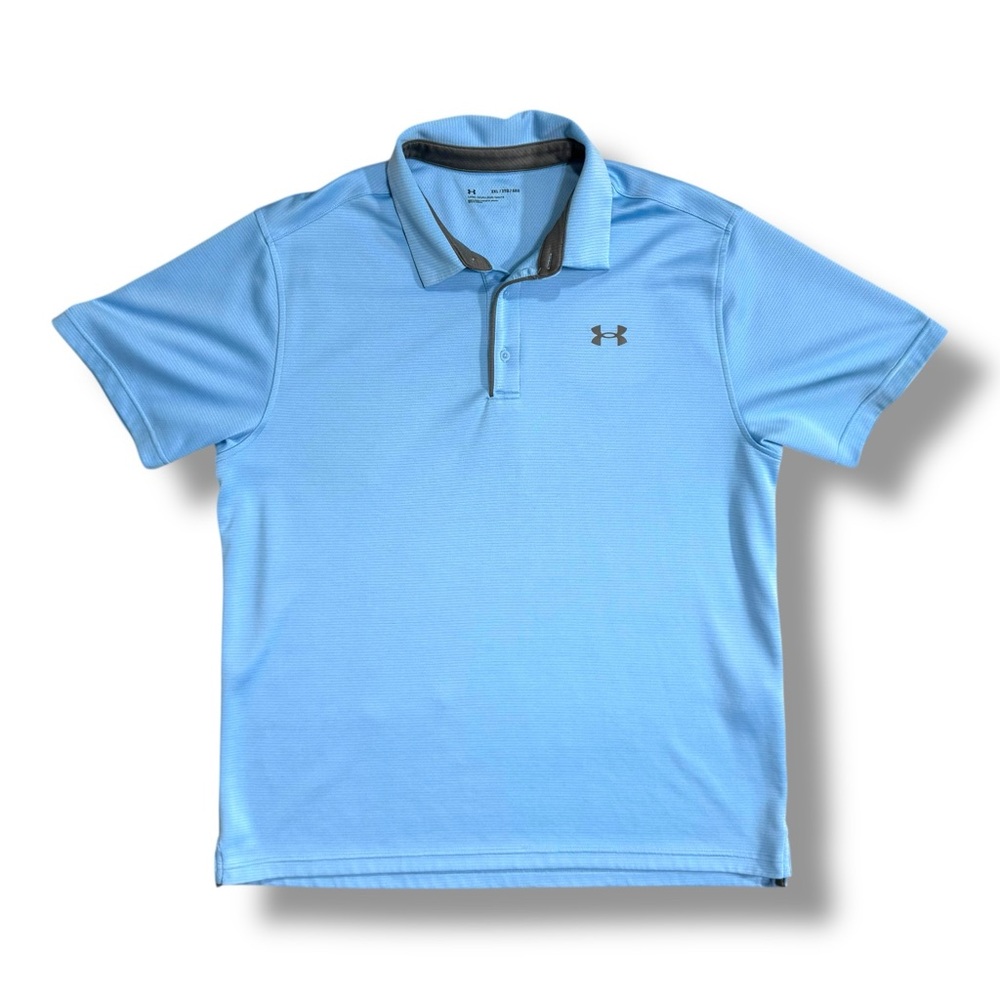 Under Armour Blue Polo Shirt Short Sleeve Performance Loose Fit Men’s XXL, 2XL